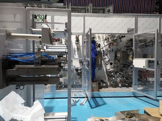 45m Length Mitsubishi PLC 50HZ Baby Diaper Machinery