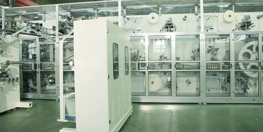 Full Servo T Shape Baby Diaper Machinery 380V AC With Nordson Glue Machine